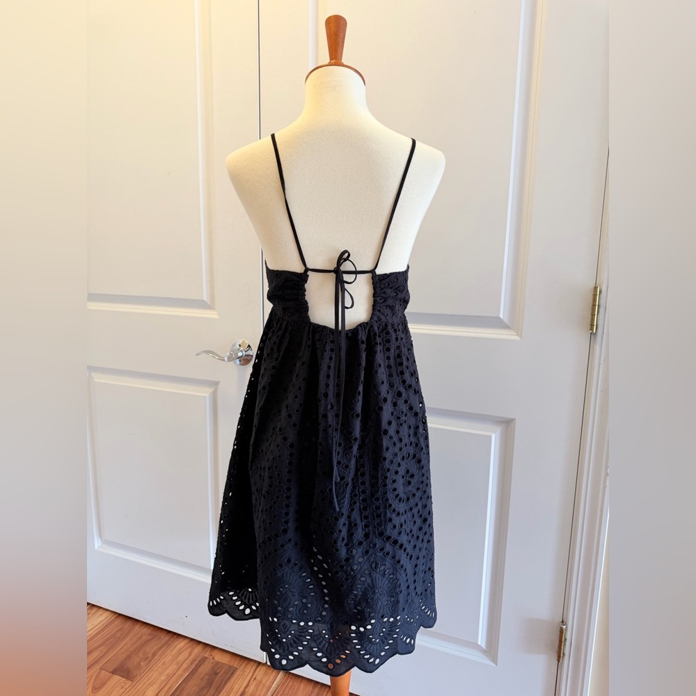 H&M Black Eyelet Spaghetti-Strap Mini Dress - Picture 6 of 8